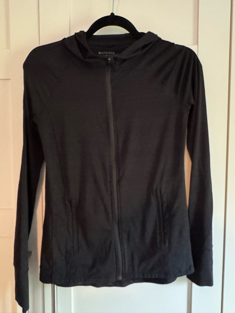 Athleta Black Hooded Full-Zip Jacket